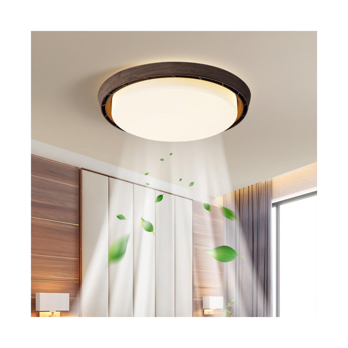 Walnut Halo Fan Light